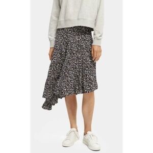 Scotch & Soda Skirt Womens Large Black Blue Asymmetric Tiered Animal Print NWT